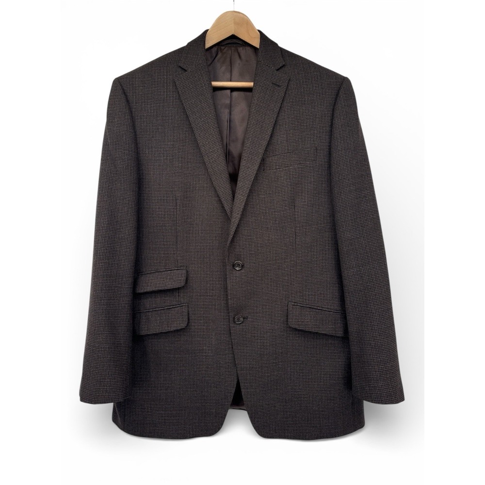 Lauren Ralph Lauren Mens 42L Brown Wool Sport Coat‎ Blazer Houndstooth 2 Button